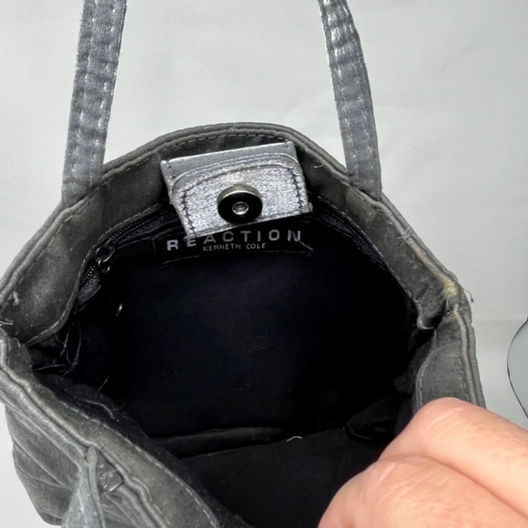 KENNETH COLE REACTION Small Silver Metallic Evening Bag with Beading - Picture 8 of 8